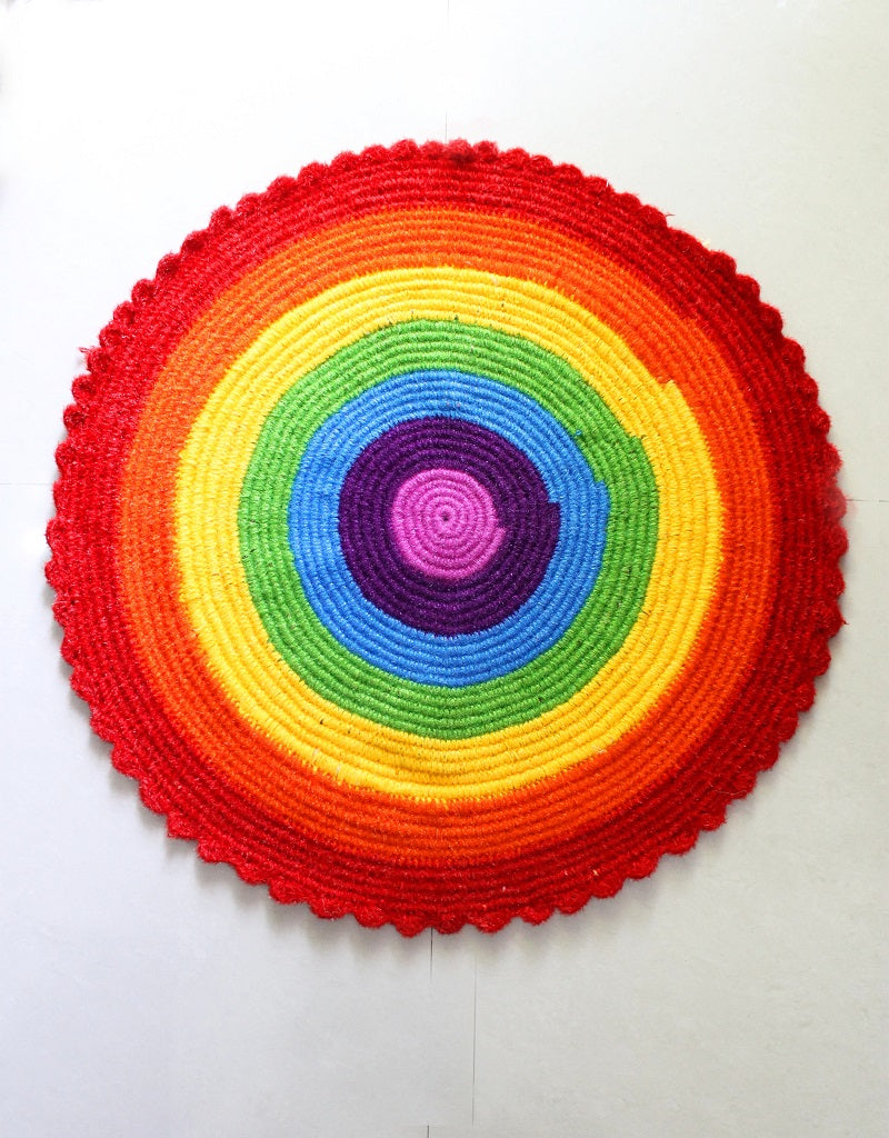 Rainbow Upcycled Handmade Crochet Mat