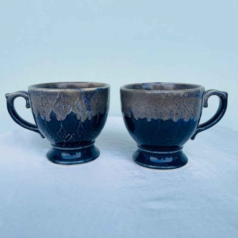 Blue Embossed Luxury Designer Mugs