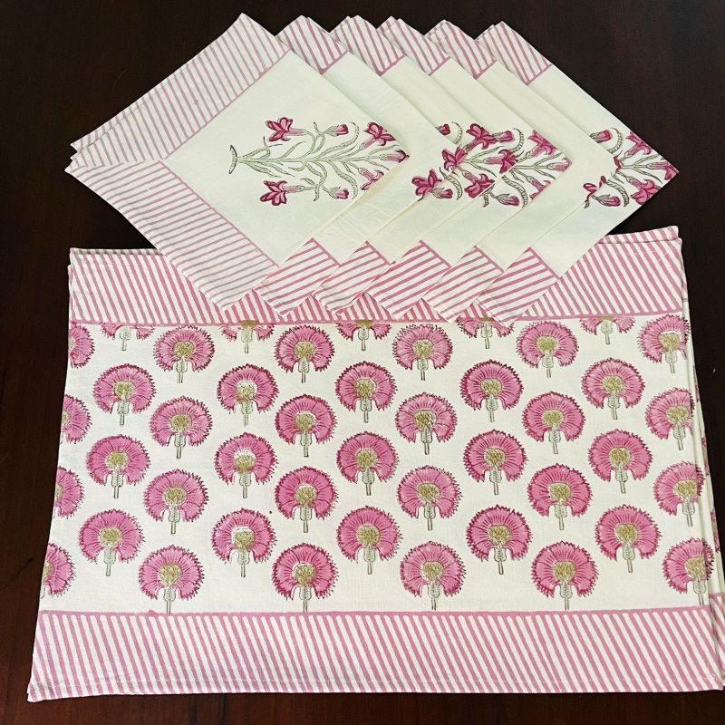 Canvas Cotton Table Mats & Napkin Sets (Pack of 6)