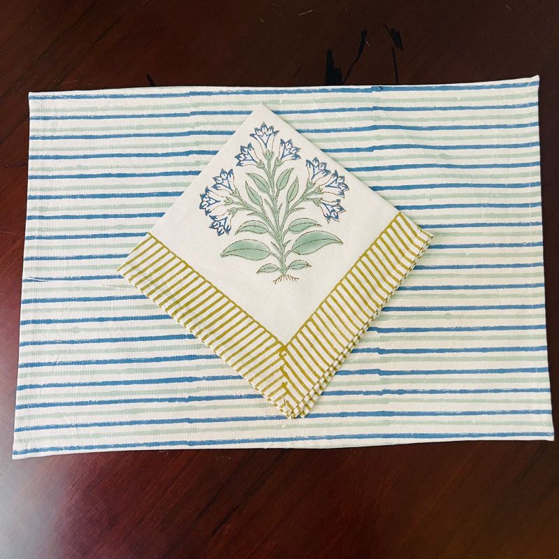 Canvas Cotton Table Mats & Napkin Sets (Pack of 6)