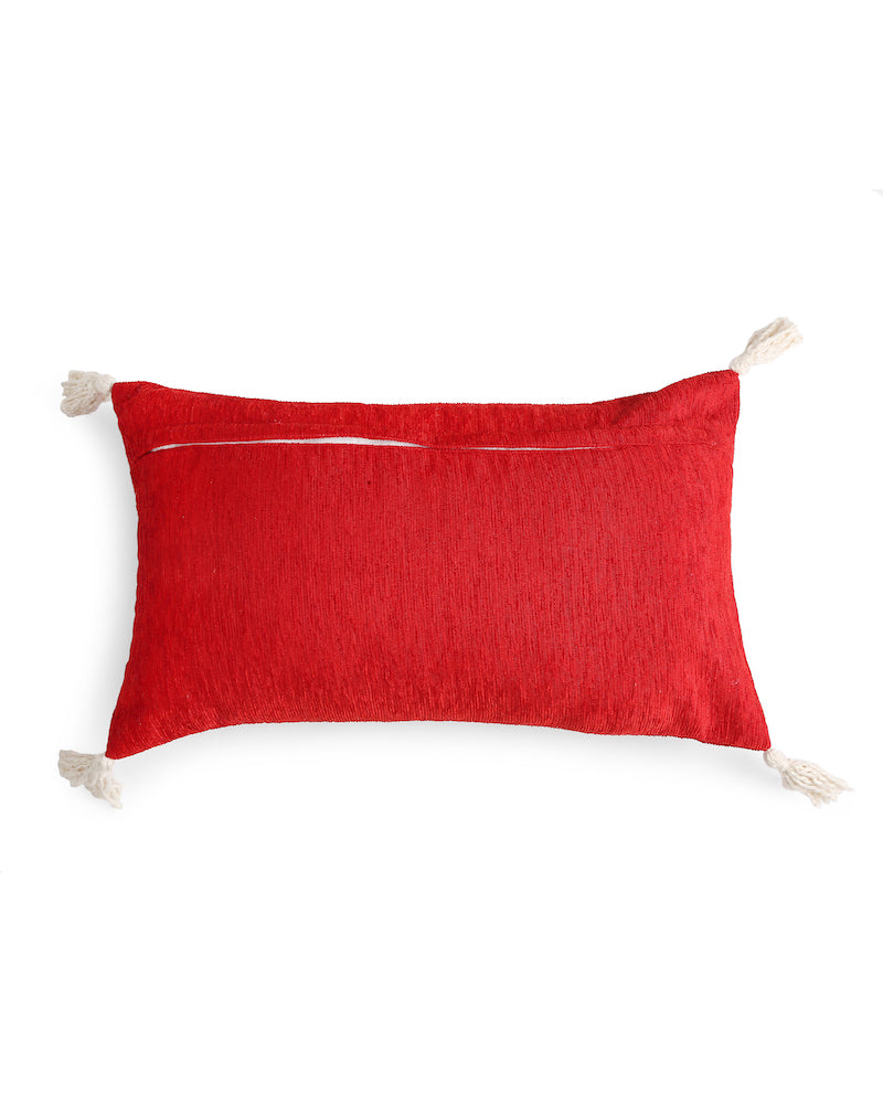 Red Merry Christmas Embroidered Cushion Cover