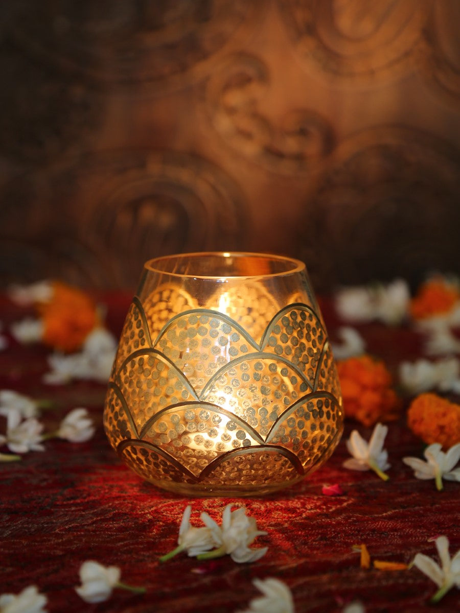 Elegant Votive With Gold Paint