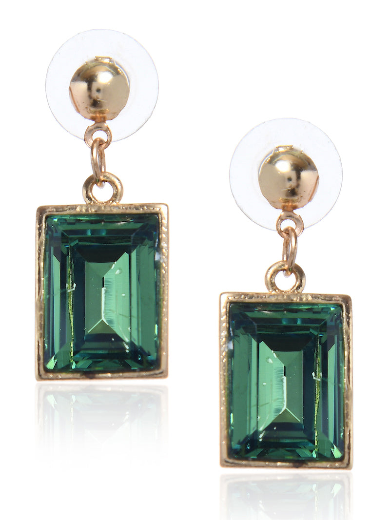 Elegant Emerald Earrings with Swarovski Crystals