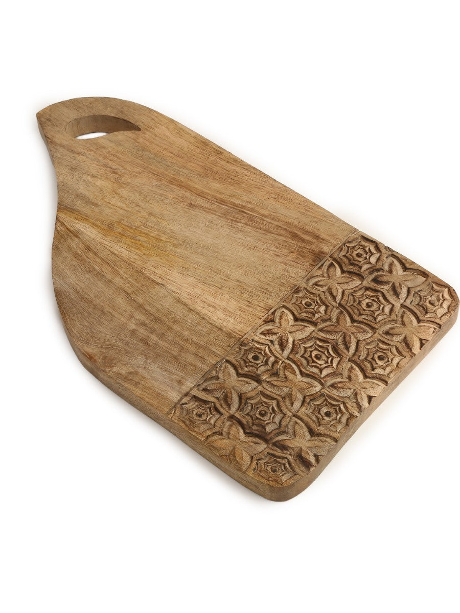 Geometric Design Hand Carved Cheese cum Chopping Board