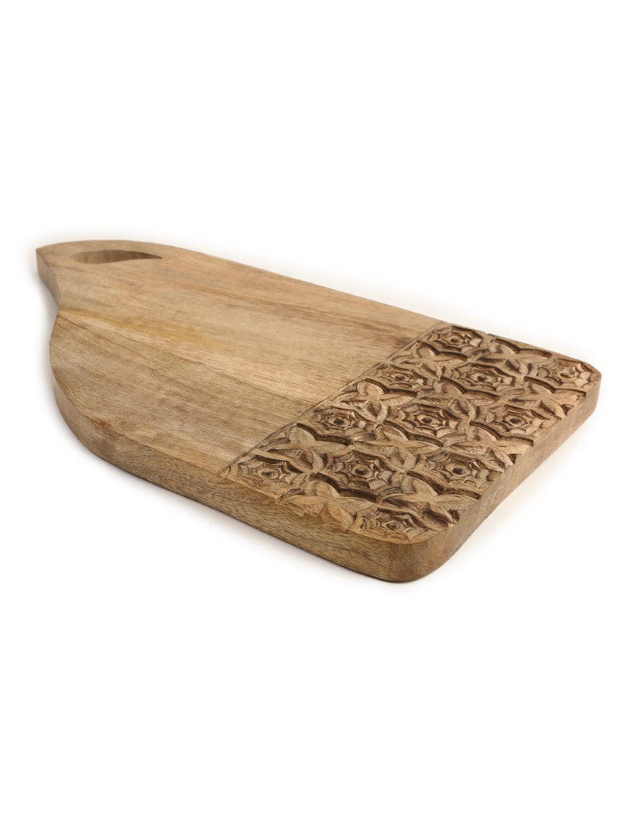 Geometric Design Hand Carved Cheese cum Chopping Board