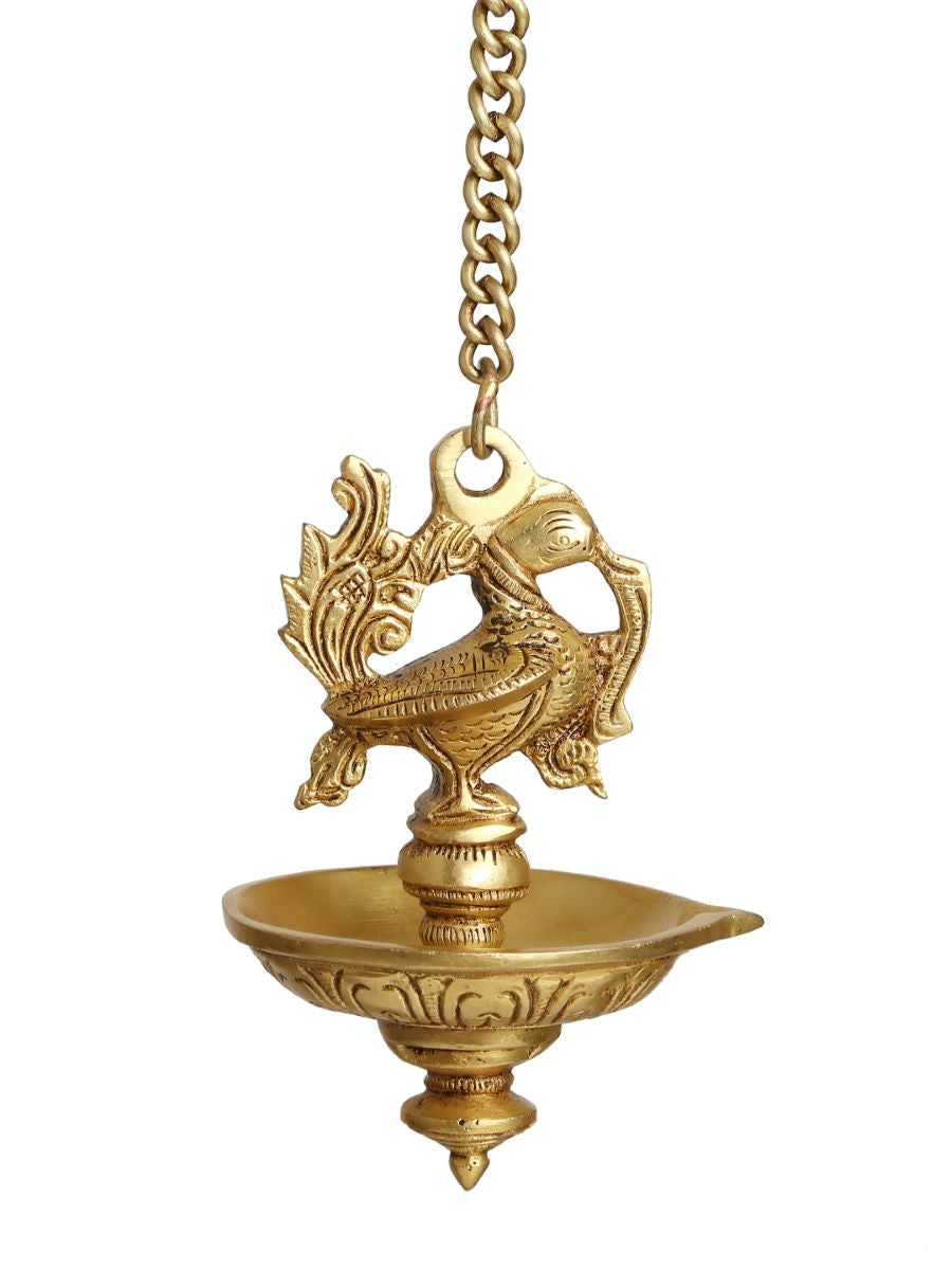 Peacock Hanging Diya With Chain