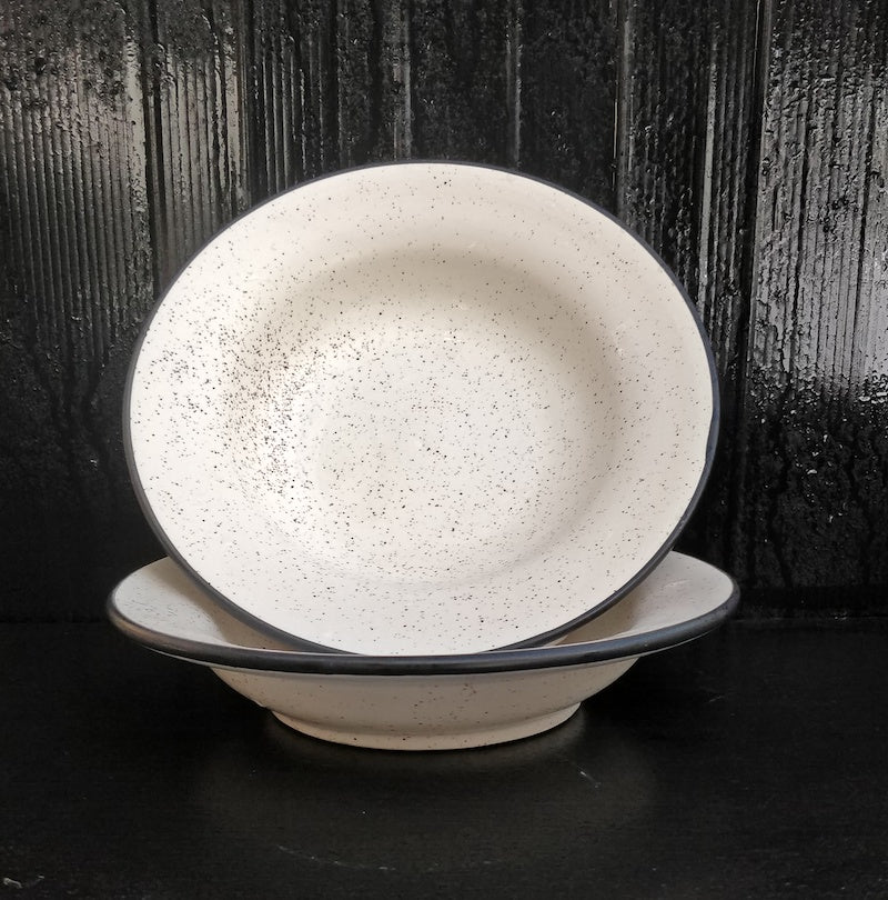 Stoneware Ceramic White Matt Pasta / Soup Plates (Set of 2)