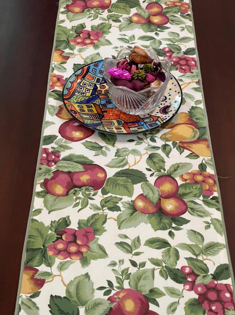 White Fruity Cotton Table Runner