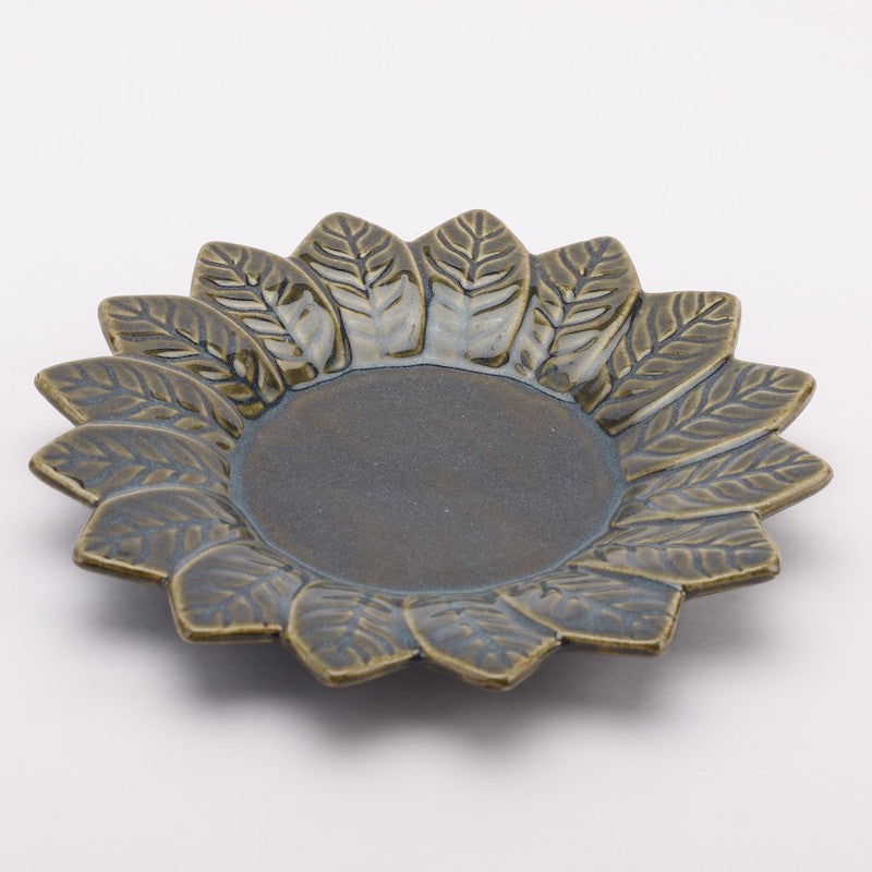 Grey & Golden Ceramic Flower Platter