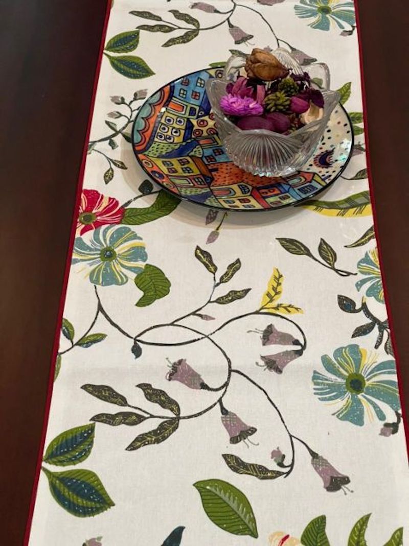 White Floral Table Runner