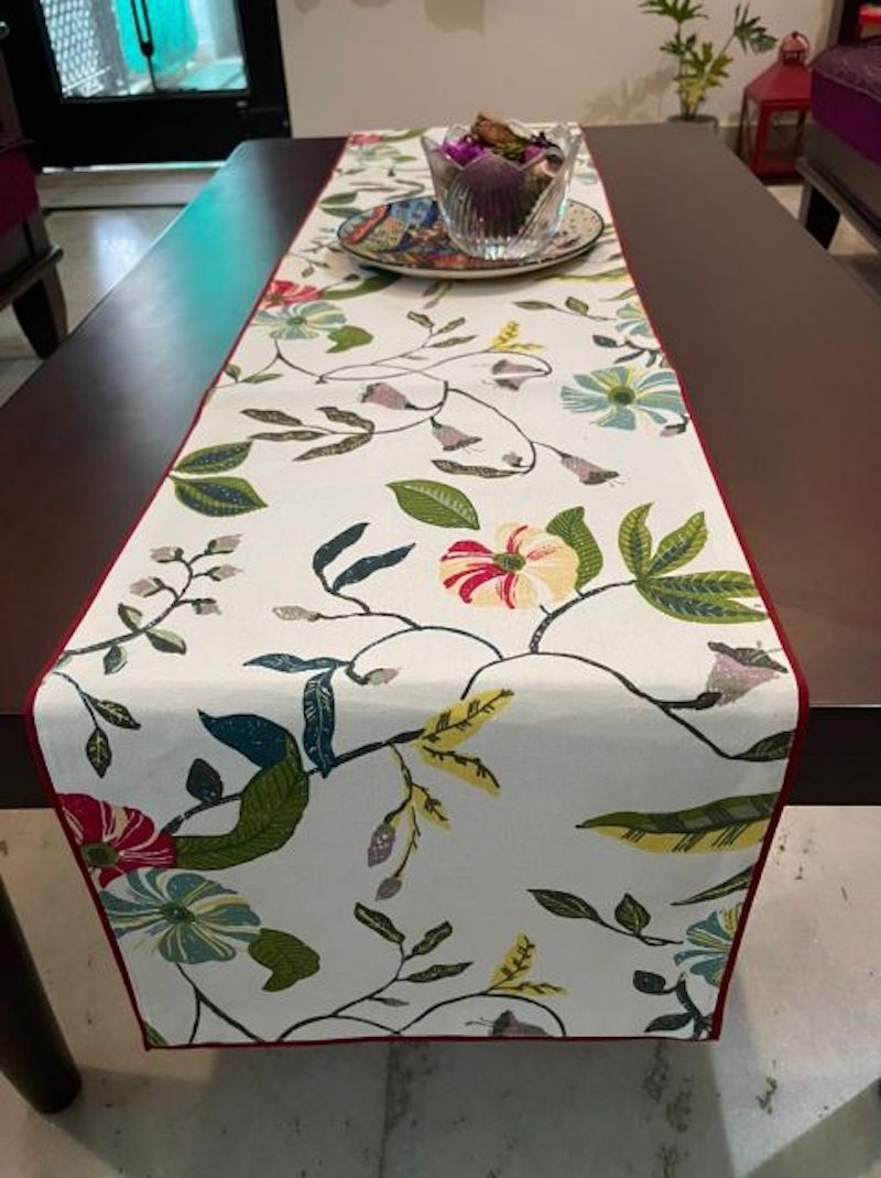 White Floral Table Runner