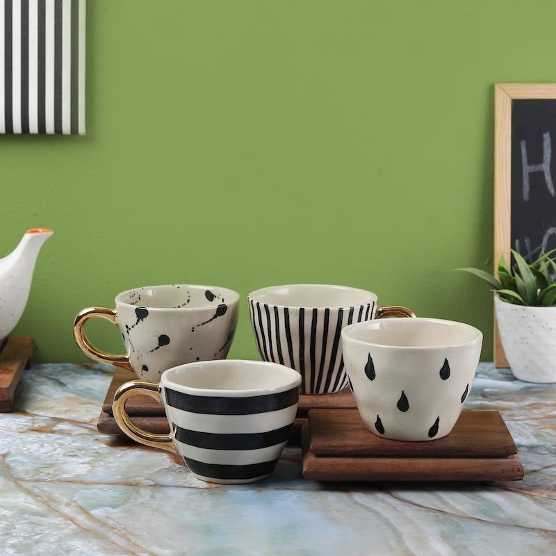 Multi Design Ceramic Coffee Mugs Combo (Set of 4)